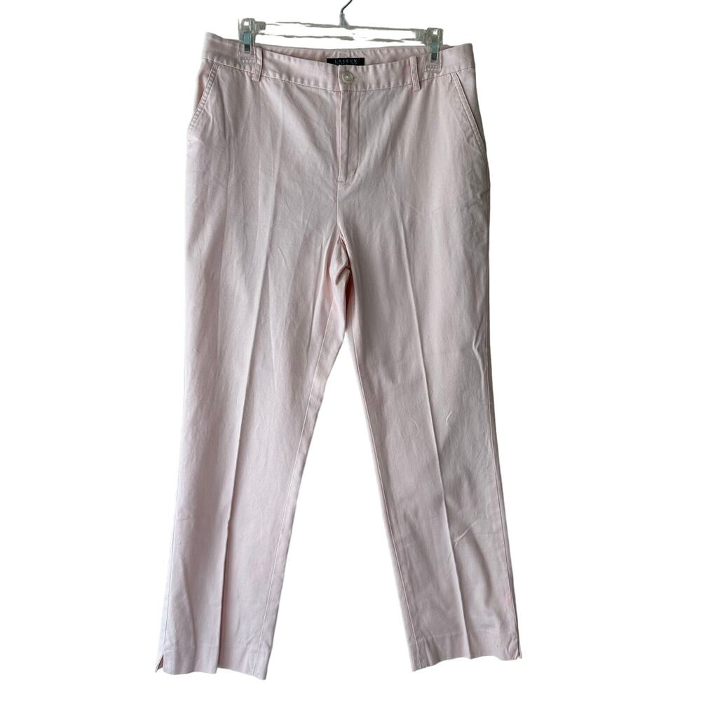 Lauren Ralph Lauren Pants Chino Flat Front Cotton Peachy Pink 10 Preppy Classic